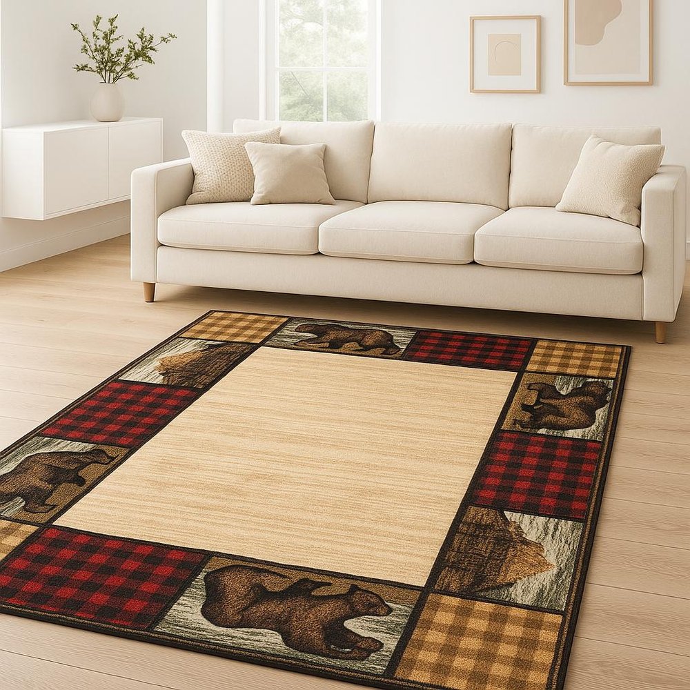 10' X 13' Ivory Southwestern Power Loom Stain Resistant Area Rug