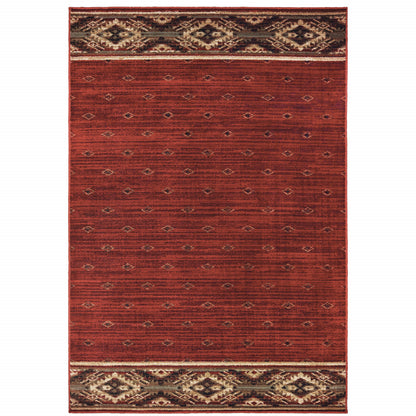 5' X 7' Berry Gold And Ivory Southwestern Power Loom Stain Resistant Area Rug