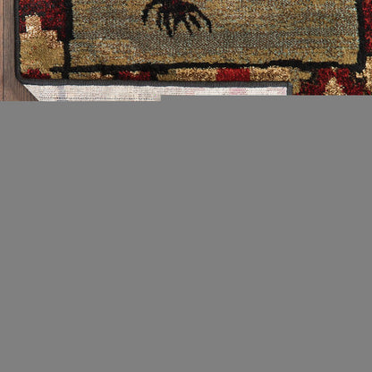 2' X 3' Brown Rust Berry Sage Green Gold And Ivory Southwestern Power Loom Stain Resistant Area Rug