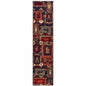 2' X 8' Brown Rust Berry Sage Green Gold And Ivory Southwestern Power Loom Stain Resistant Runner Rug