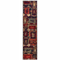 2' X 8' Brown Rust Berry Sage Green Gold And Ivory Southwestern Power Loom Stain Resistant Runner Rug
