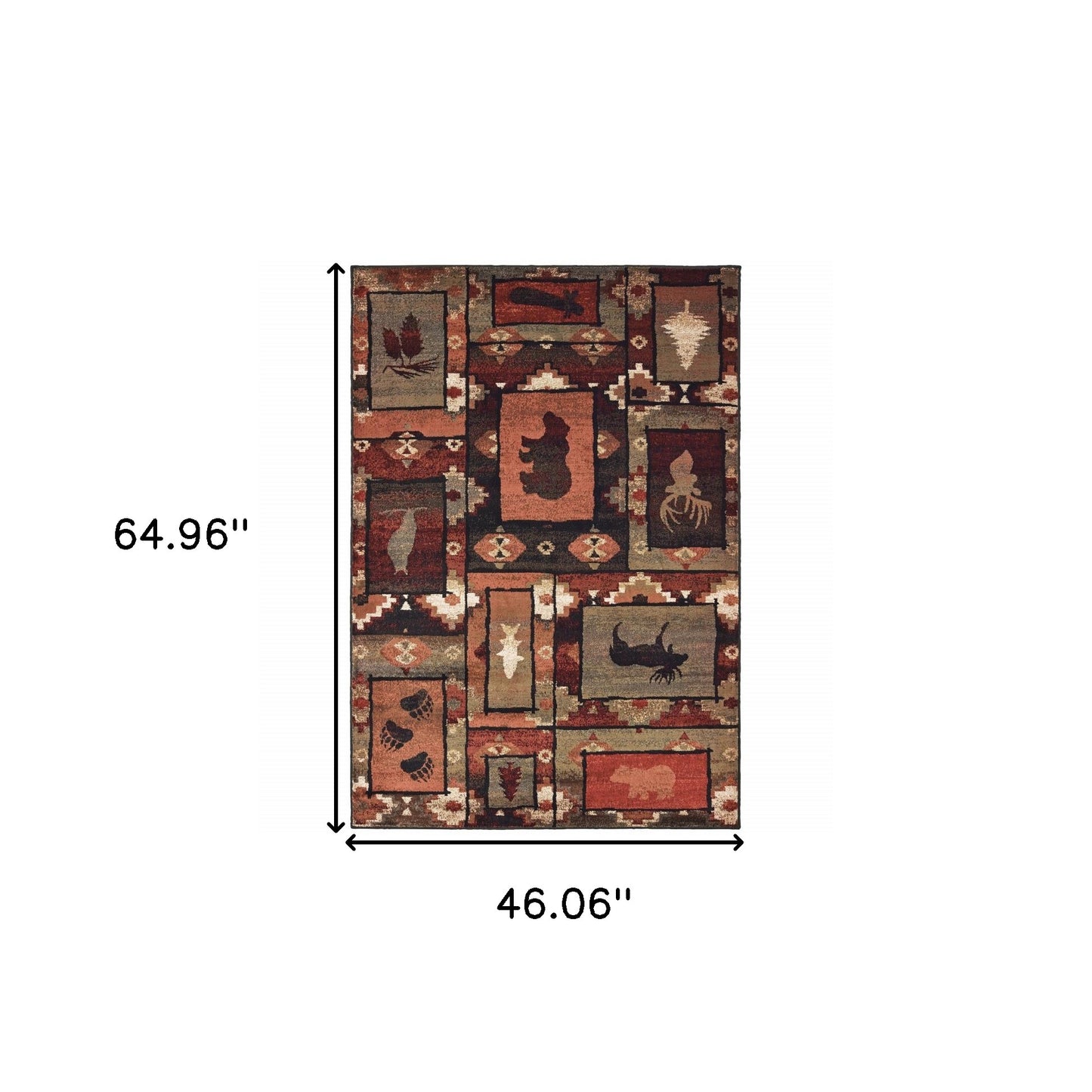 4' X 6' Brown Rust Berry Sage Green Gold And Ivory Southwestern Power Loom Stain Resistant Area Rug