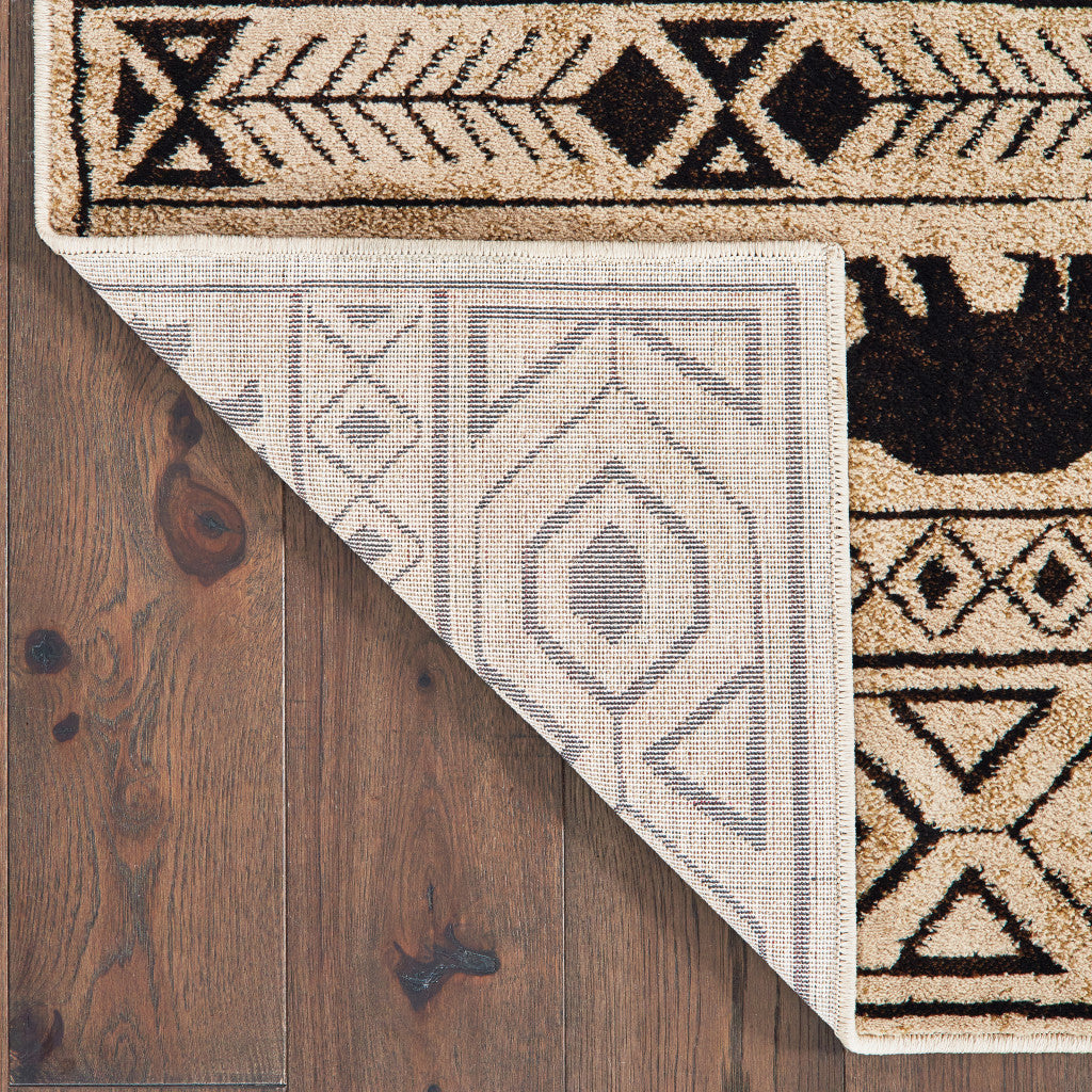 4' X 6' Ivory And Black Southwestern Power Loom Stain Resistant Area Rug