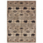 5' X 7' Ivory And Black Southwestern Power Loom Stain Resistant Area Rug