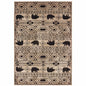 7' X 9' Ivory And Black Southwestern Area Rug
