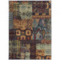 2' X 3' Blue and Gold Abstract Power Loom Area Rug