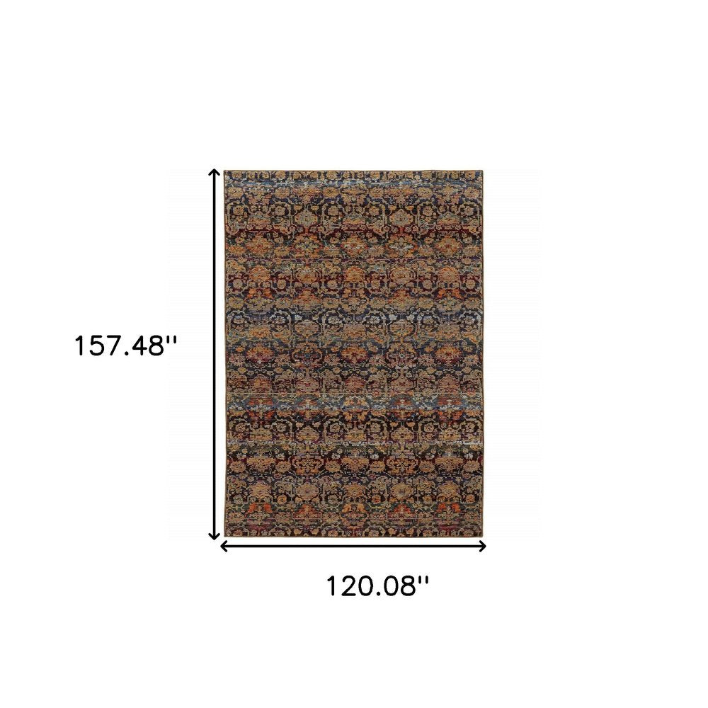 10' X 13' Blue and Ivory Abstract Power Loom Area Rug