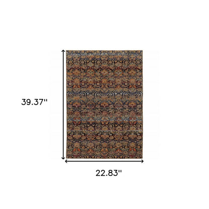 2' X 3' Blue And Ivory Ombre Area Rug