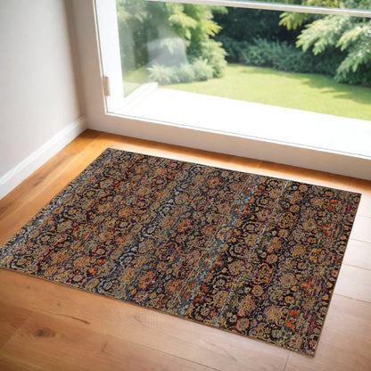 2' X 3' Blue And Ivory Ombre Area Rug