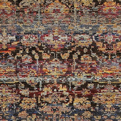 8' Blue And Ivory Abstract Runner Rug