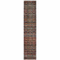 12' Black Blue And Tan Ombre Runner Rug