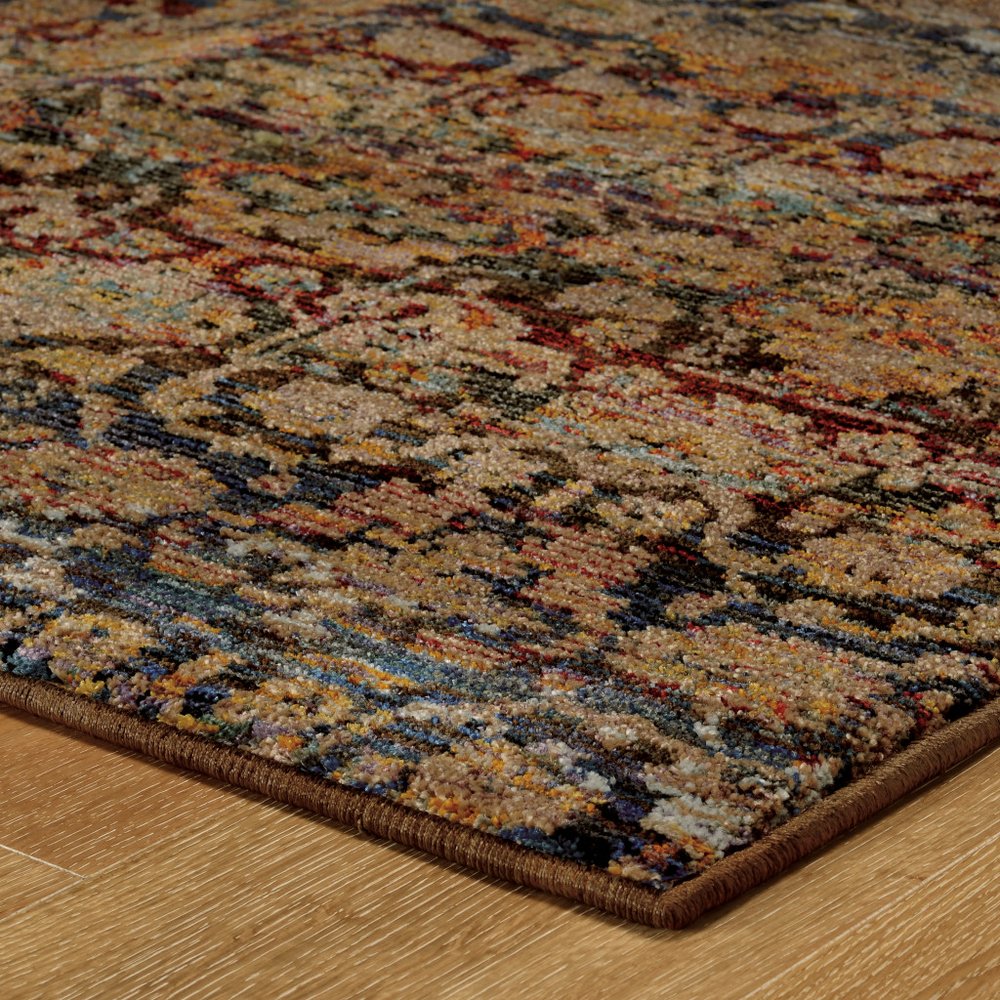 12' Black Blue And Tan Ombre Runner Rug