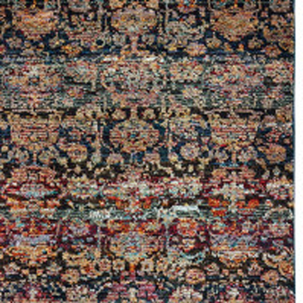 12' Black Blue And Tan Ombre Runner Rug