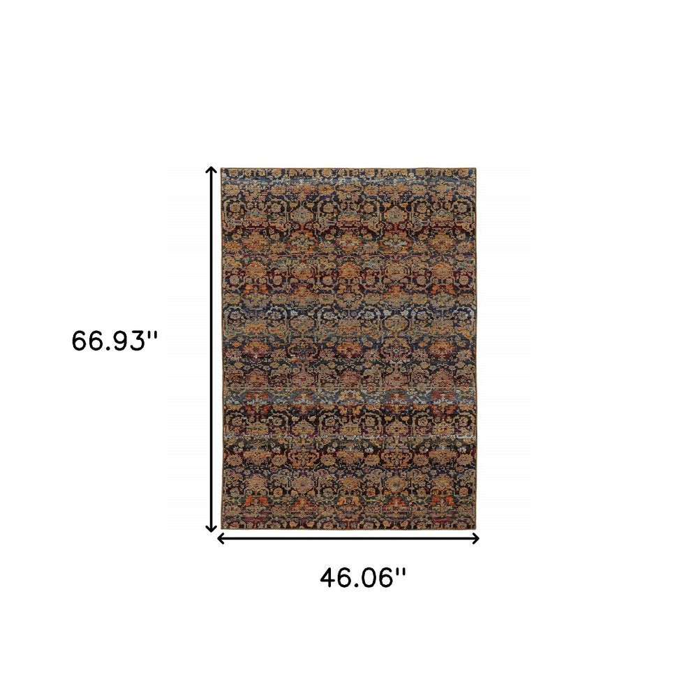 3' X 5' Blue And Ivory Ombre Area Rug