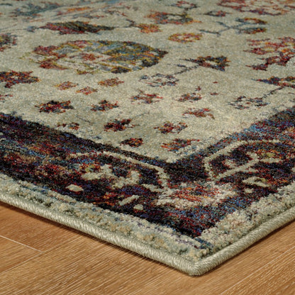 10' X 13' Red and Ivory Oriental Power Loom Area Rug
