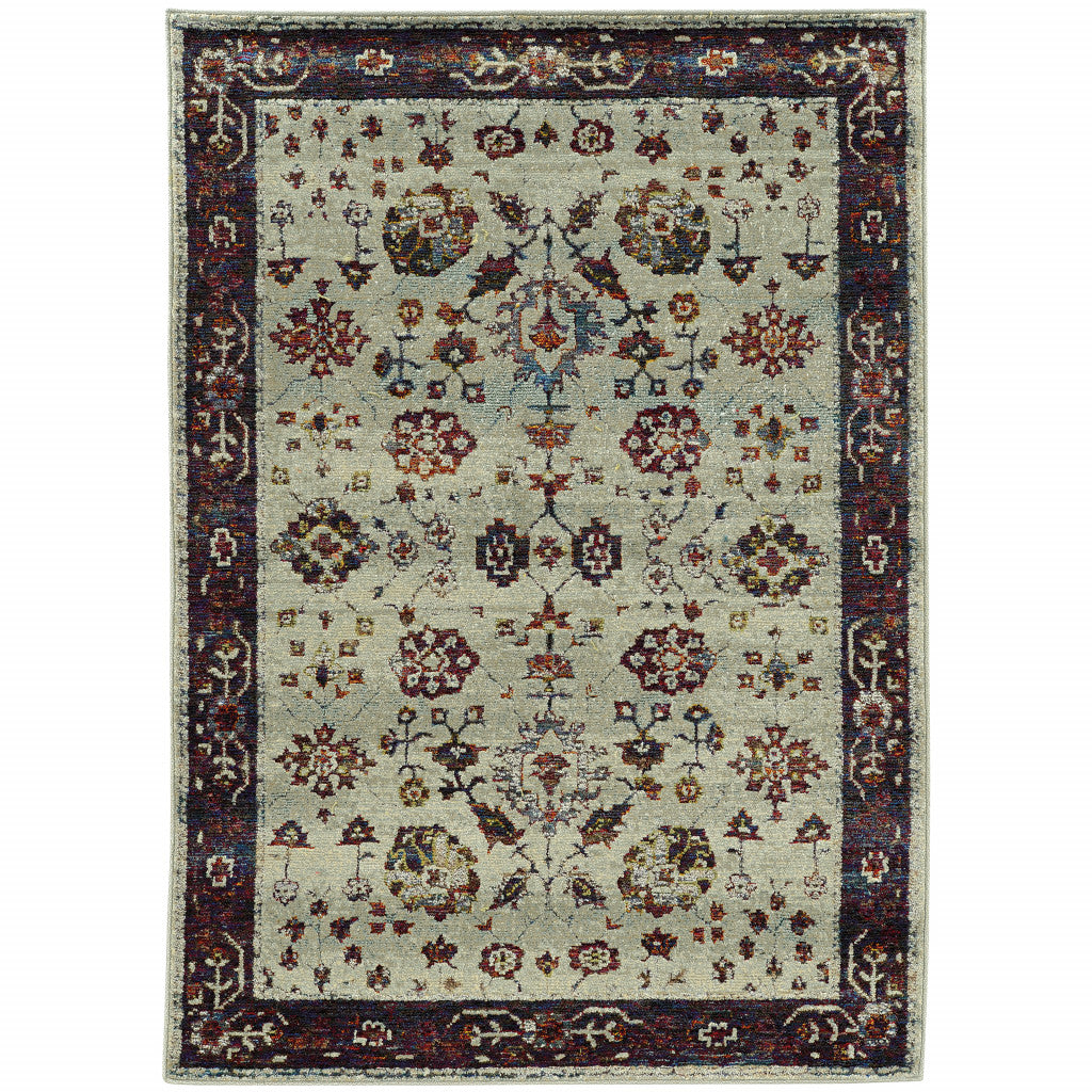 2' X 3' Red and Ivory Oriental Power Loom Area Rug