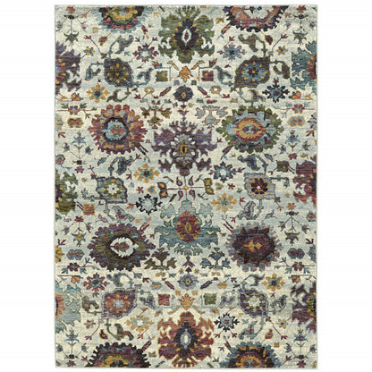 10' X 13' Purple and Gray Oriental Power Loom Area Rug