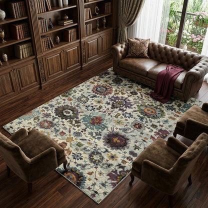 10' X 13' Purple and Gray Oriental Power Loom Area Rug