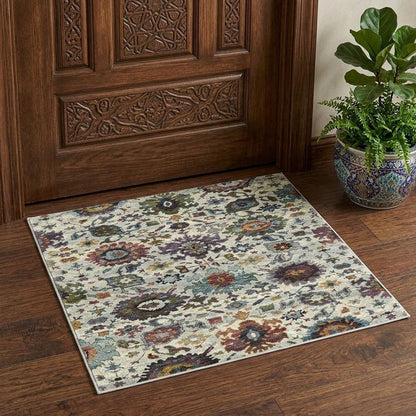 2' X 3' Stone Purple And Green Oriental Area Rug