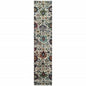 12' Stone Purple And Green Oriental Runner Rug