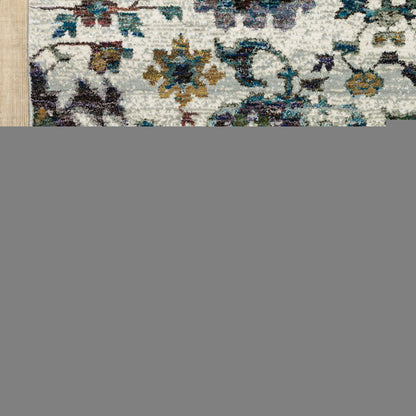9' X 12' Purple and Gray Oriental Power Loom Area Rug