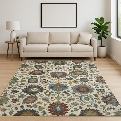9' X 12' Purple and Gray Oriental Power Loom Area Rug
