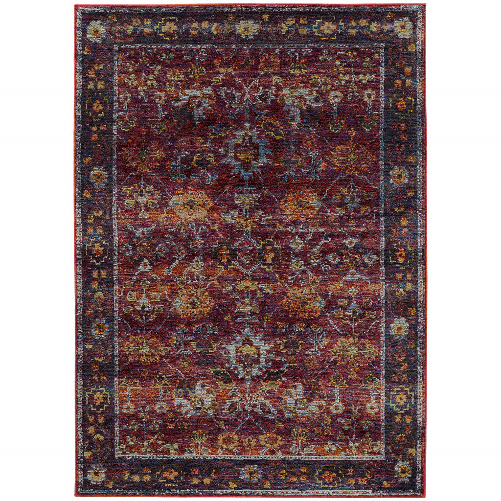 10' X 13' Red Purple Oriental Power Loom Area Rug