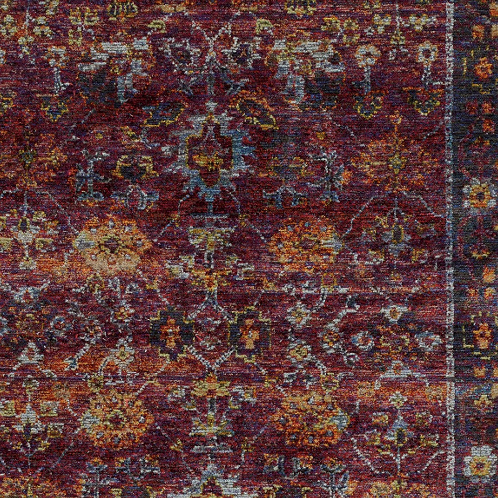 10' X 13' Red Purple Oriental Power Loom Area Rug