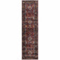 8' Red And Purple Oriental Runner Rug