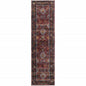 8' Red And Purple Oriental Runner Rug