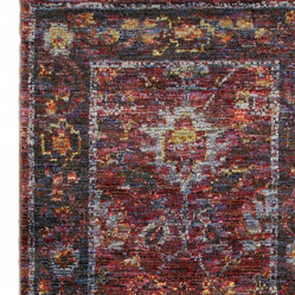 8' Runner Red Purple Oriental Power Loom Runner Rug