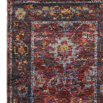 8' Red And Purple Oriental Runner Rug