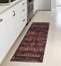 8' Runner Red Purple Oriental Power Loom Runner Rug