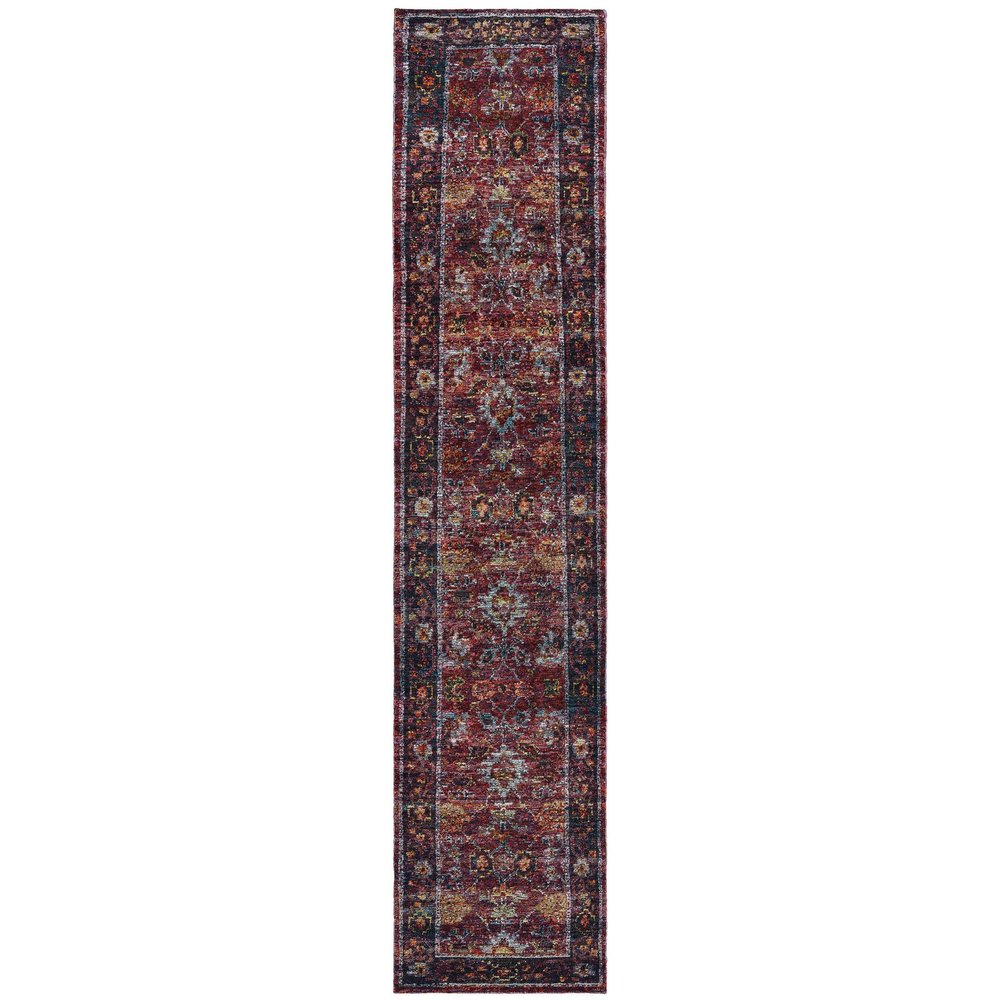 12' Red Purple And Gold Oriental Runner Rug