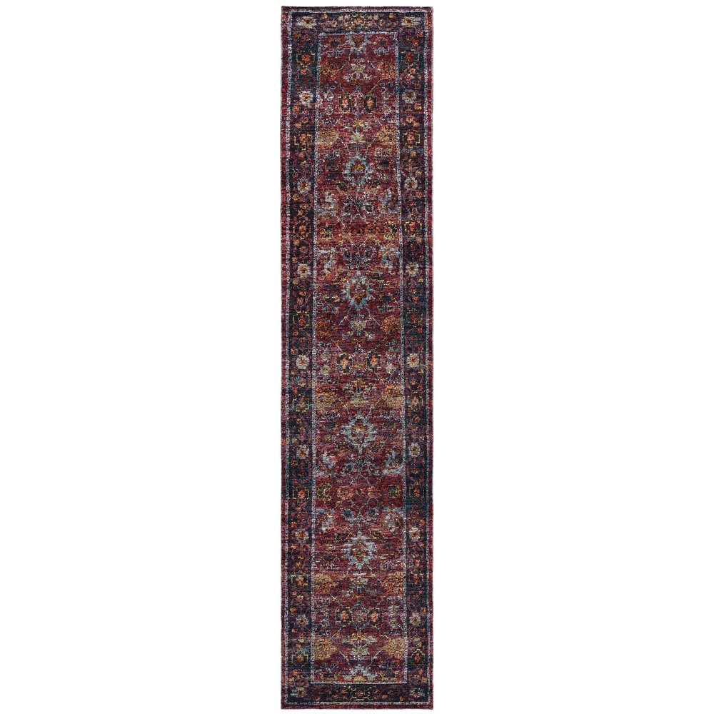 12' Red Purple And Gold Oriental Runner Rug