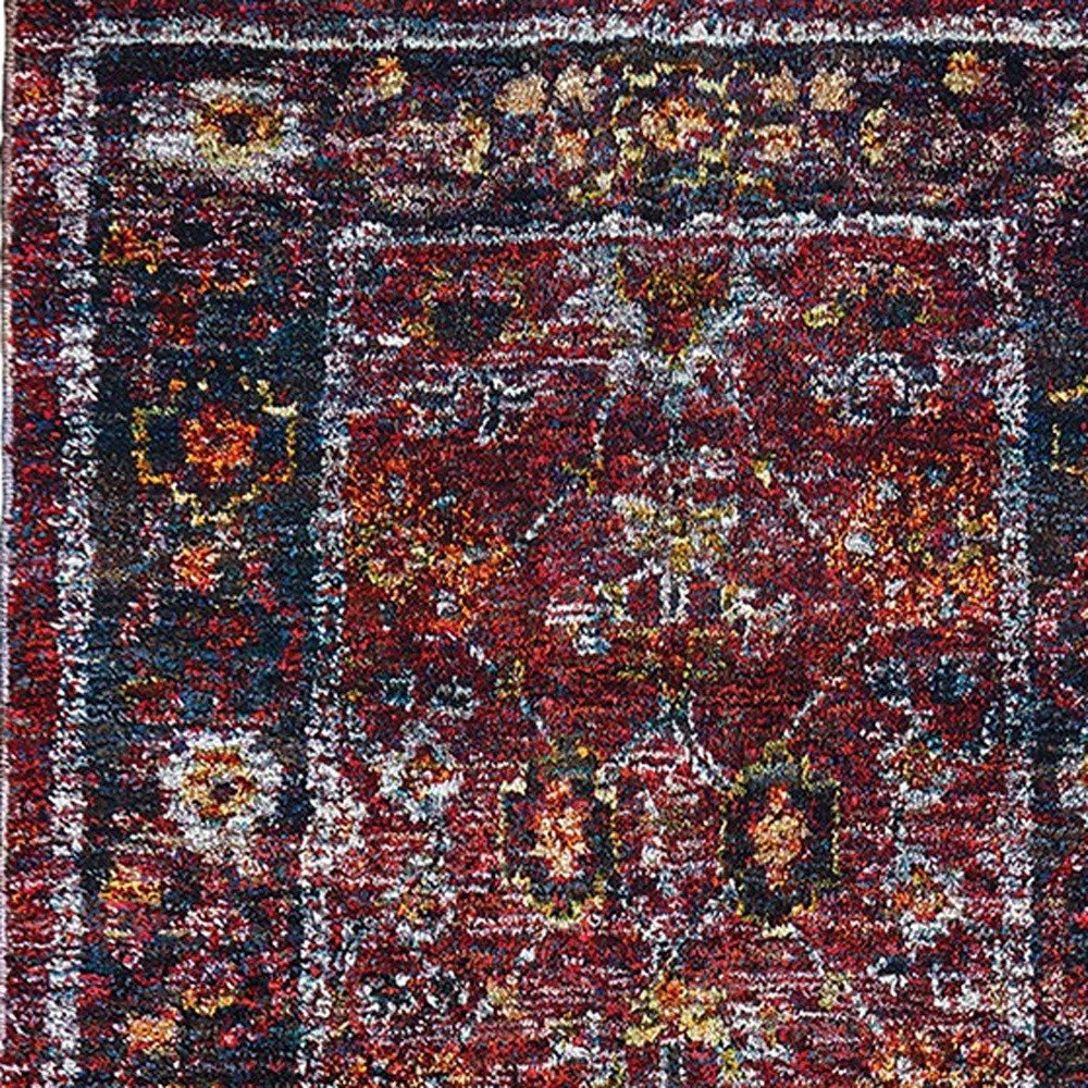 12' Red Purple And Gold Oriental Runner Rug
