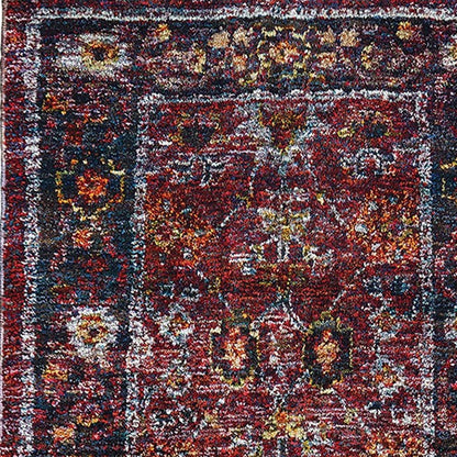 12' Red Purple And Gold Oriental Runner Rug