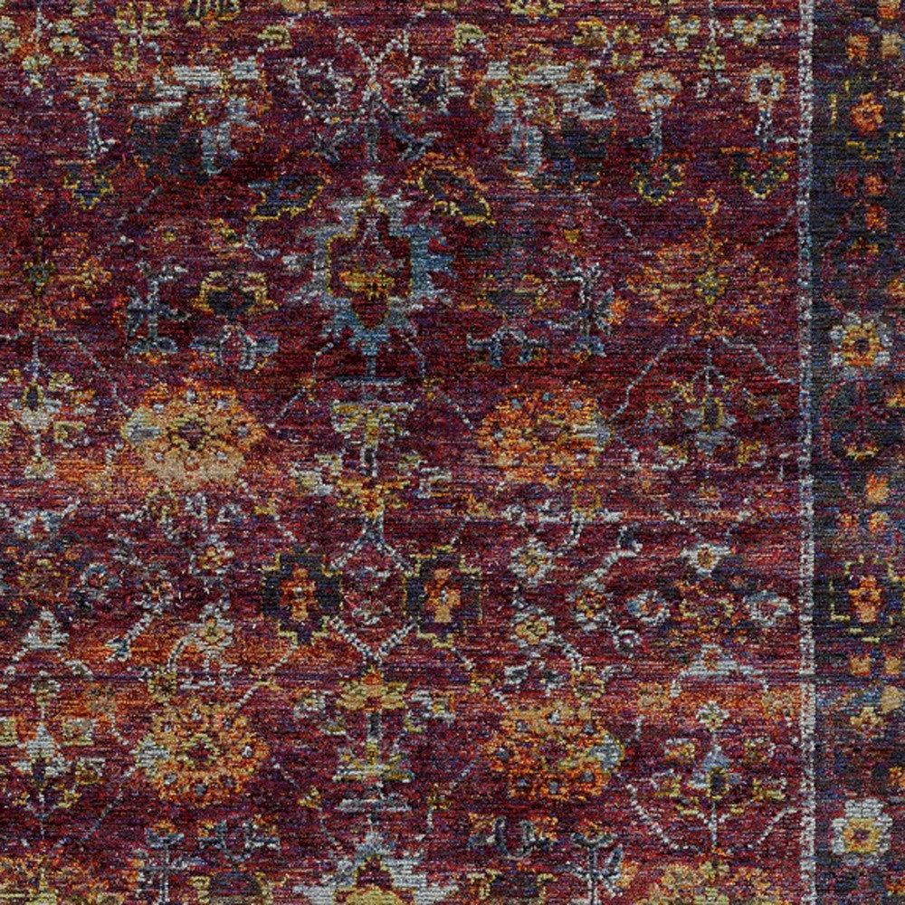 5' X 7' Red Purple Oriental Power Loom Area Rug