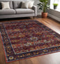 5' X 7' Red Purple Oriental Power Loom Area Rug