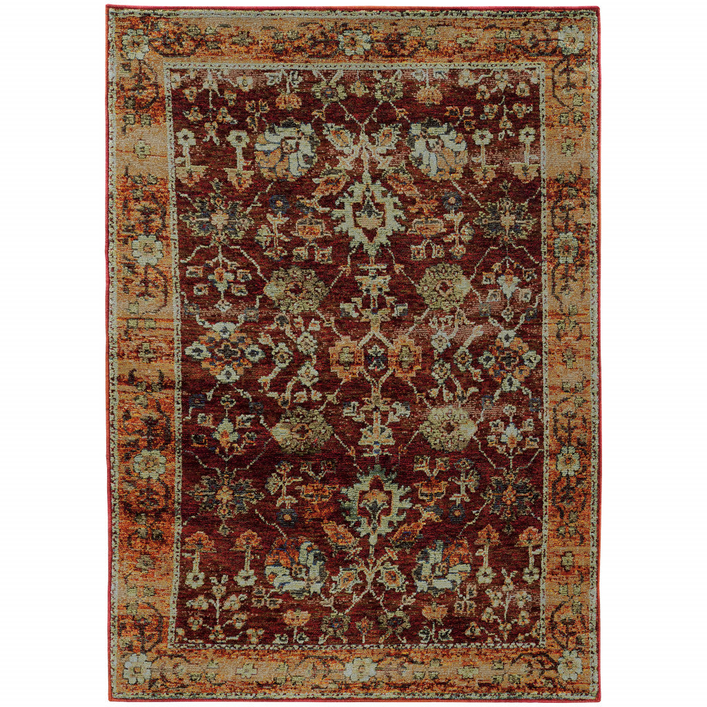 10' X 13' Red and Gold Oriental Power Loom Area Rug