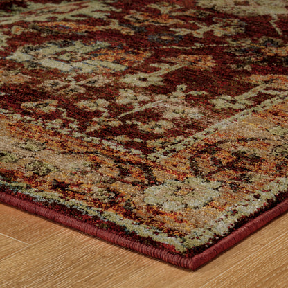 10' X 13' Red and Gold Oriental Power Loom Area Rug