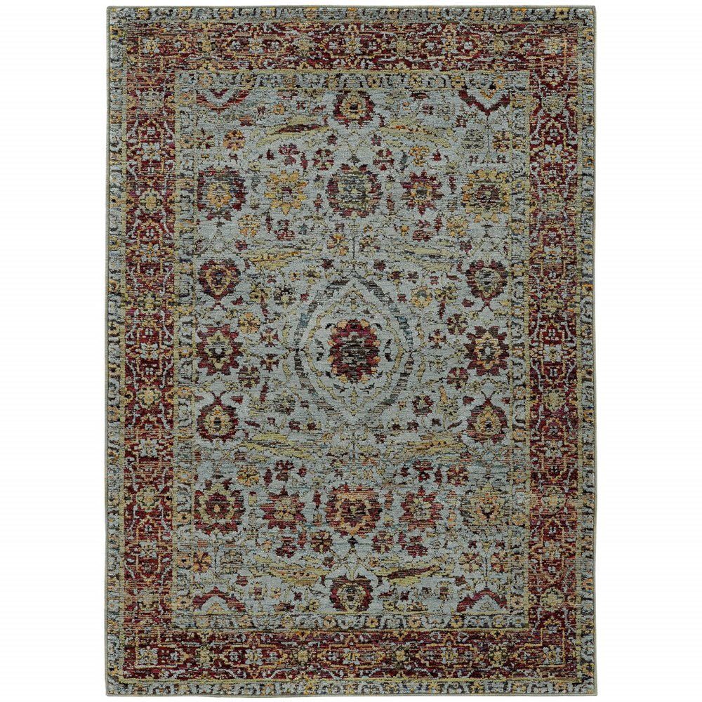2' X 3' Blue And Red Oriental Area Rug