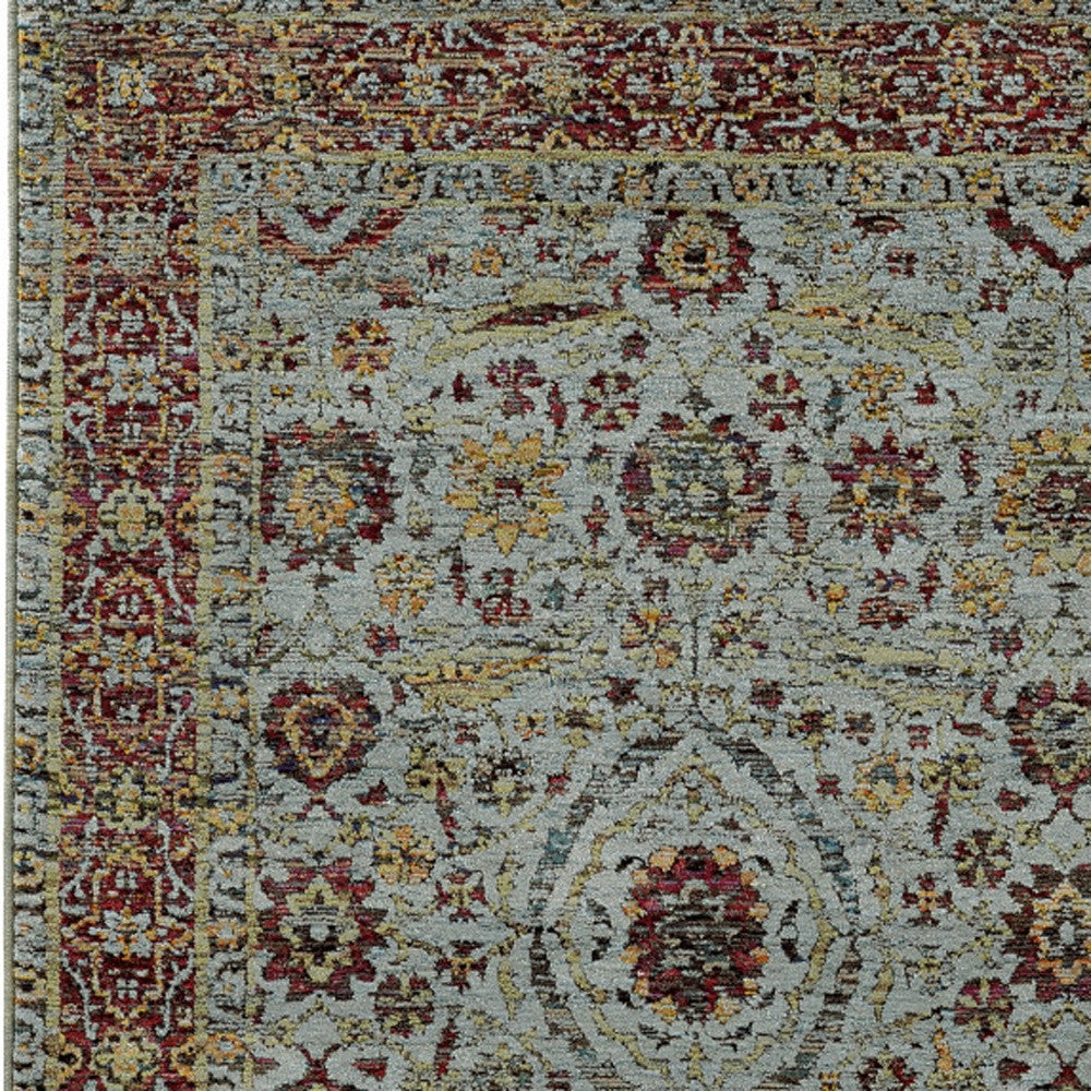 2' X 3' Blue and Green Oriental Power Loom Area Rug