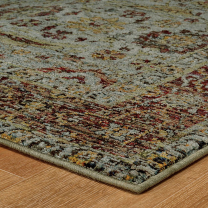 12' Blue And Red Oriental Runner Rug