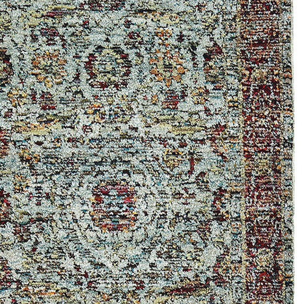 12' Blue And Red Oriental Runner Rug