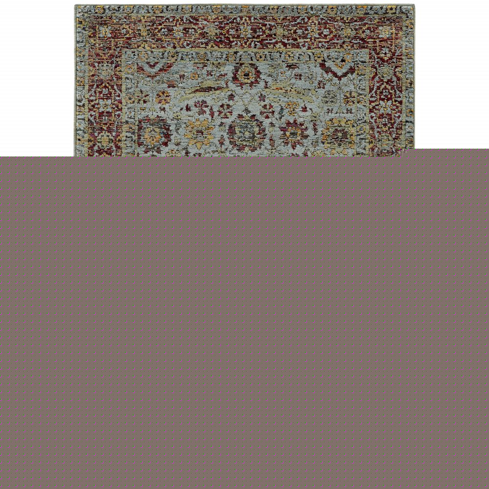5' X 7' Blue and Green Oriental Power Loom Area Rug