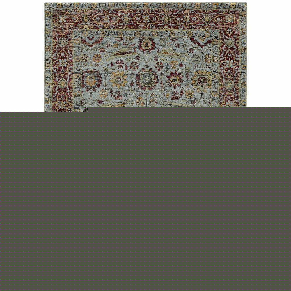 9' X 12' Blue and Green Oriental Power Loom Area Rug