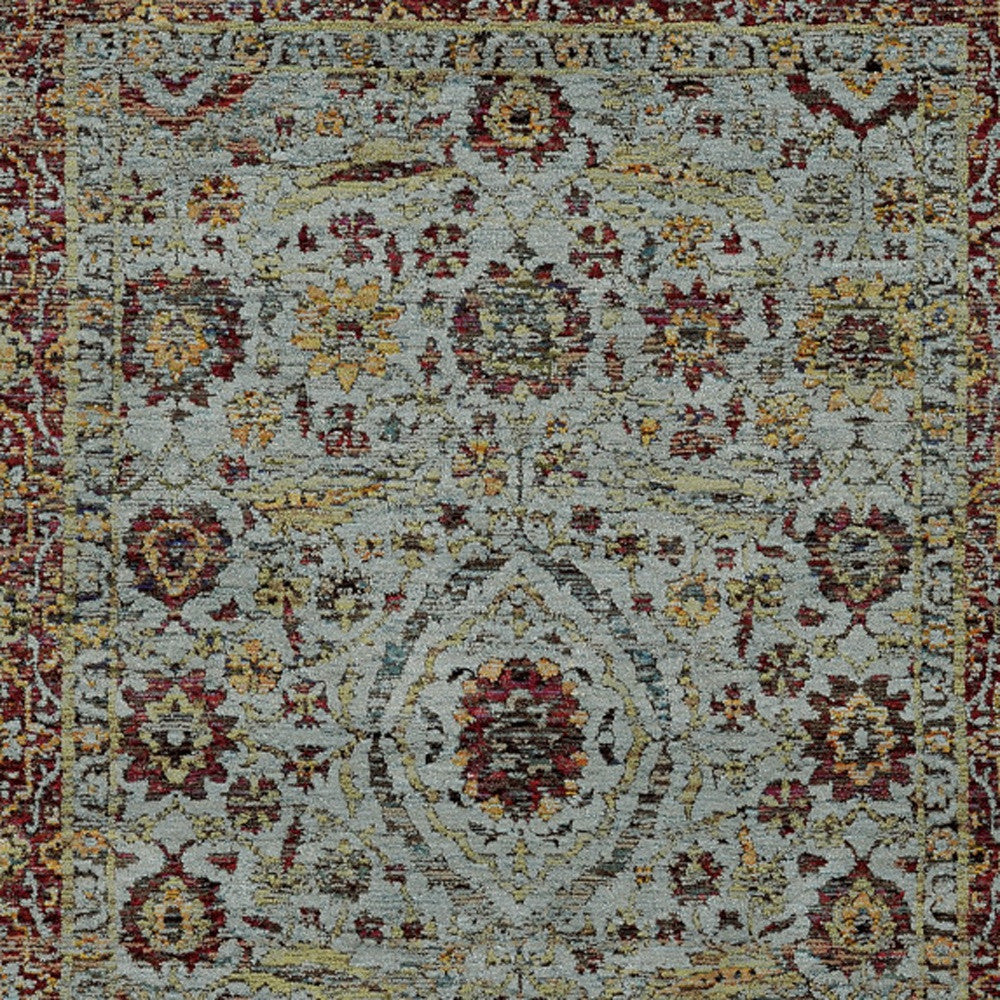 9' X 12' Blue and Green Oriental Power Loom Area Rug