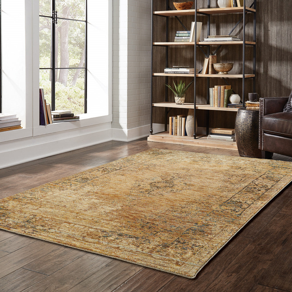 10' X 13' Brown Oriental Power Loom Area Rug