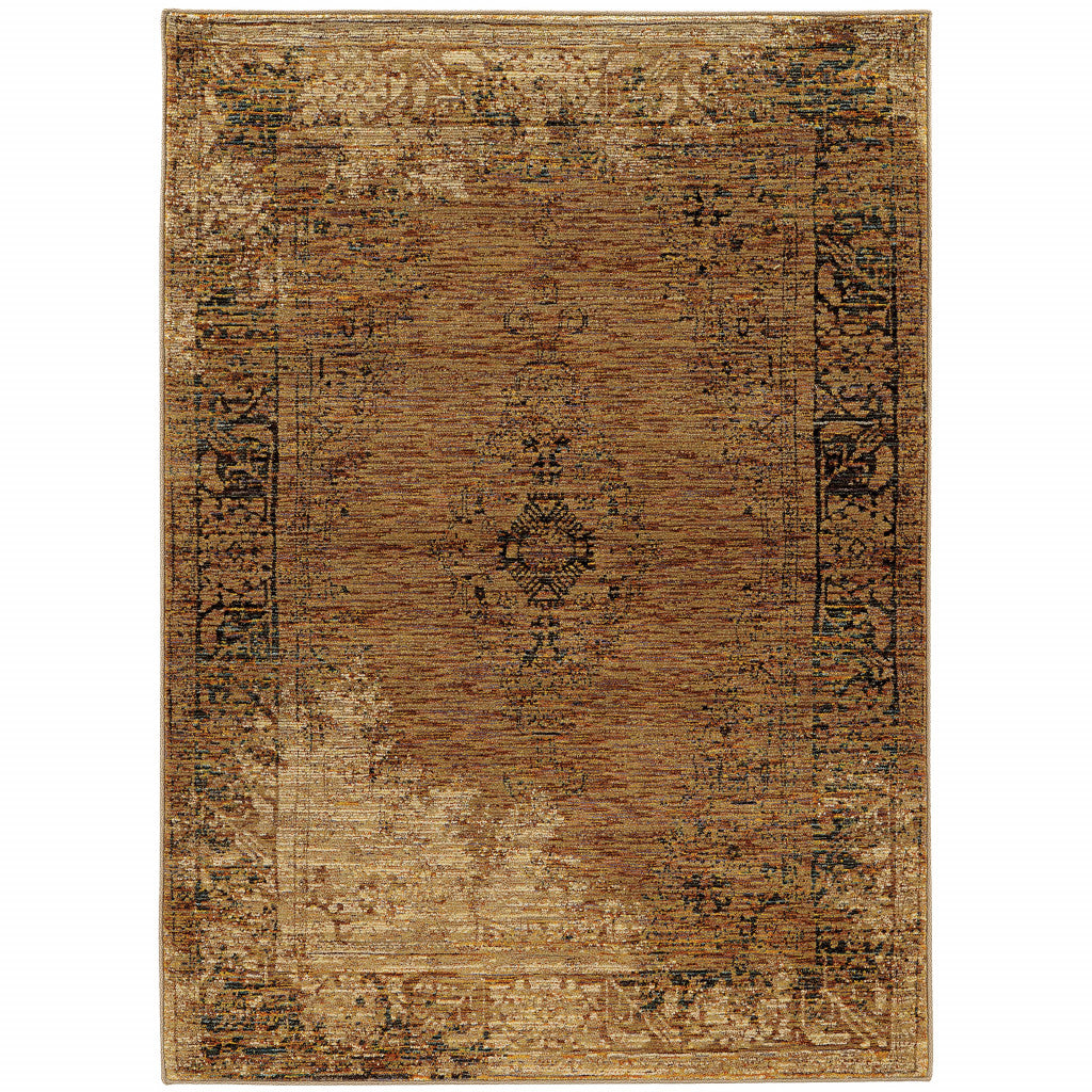 2' X 3' Brown Oriental Power Loom Area Rug